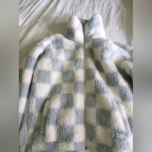 baby blue checker print jacket